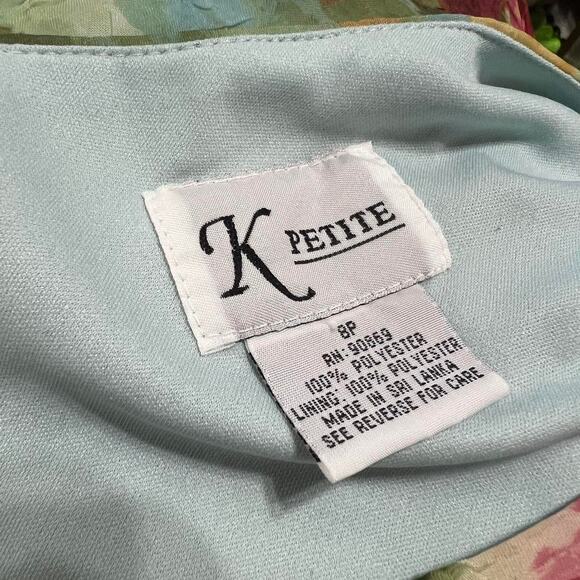 VTG K Petite Collections Floral Watercolor Flutter Sleeve Ruffle Edge Blouse 8/S - Picture 7 of 7